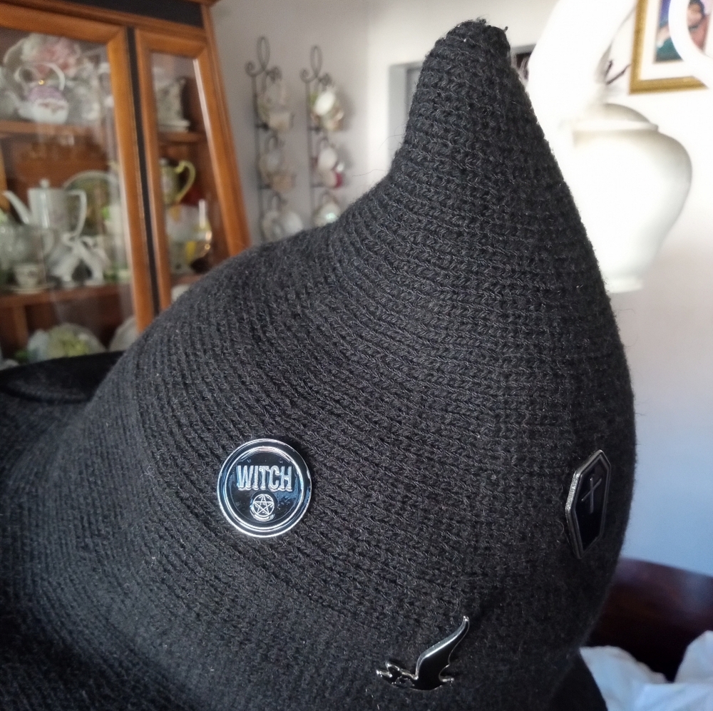 Black Witch Hat with Pins